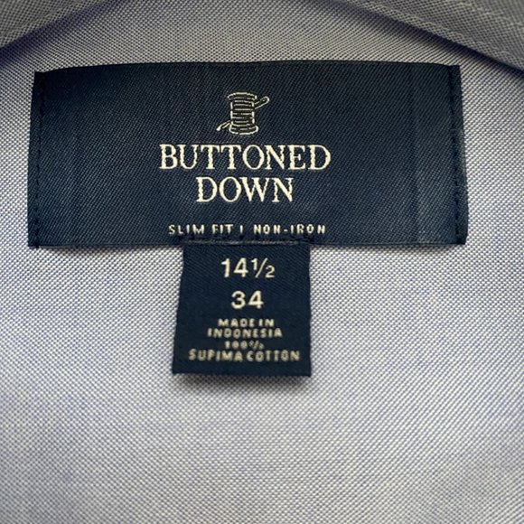 Light Blue Buttoned Down men's dress shirt size slim fit non-iron 14.5 / 34 - Picture 6 of 6